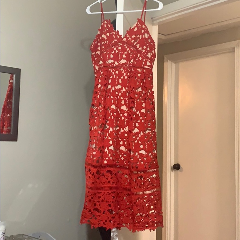 Red lace dress